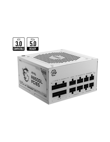 Power Supply|MSI|850 Watts|Efficiency 80 PLUS GOLD|PFC Active|MAGA850GLPCIE5WHITE