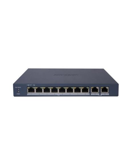 ➤ 10 prievadų, 8 PoE komutatorius Hikvision DS-3E1510P-EI/M(B)