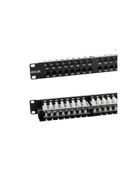 ➤ Komutacinė panelė 19" 1U 48 portų Excel 100-394 (Cat.6e)