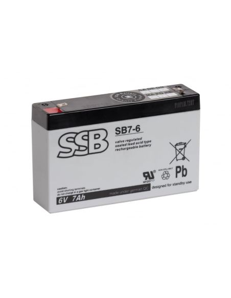 ➤ Akumuliatorius (AGM) SSB SB 7Ah 6V F1 VRLA (SB 7-6)