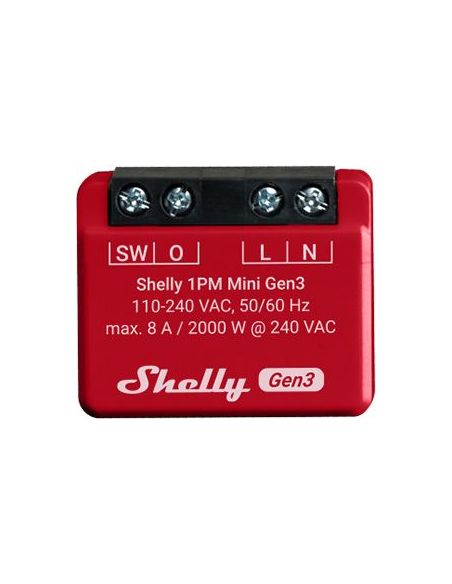 ➤ Wi-Fi, Bluetooth valdoma relė Shelly Mini 1PM Gen 3 (8A , 110-240 VAC)