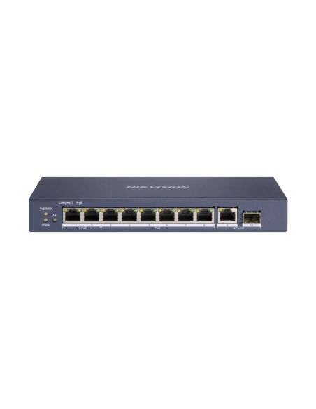 ➤ 10 prievadų, 8 PoE prievadų komutatorius Hikvision DS-3E0510HP-E 