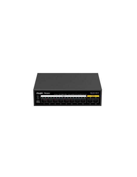➤ 10 prievadų komutatorius Ruijie Reyee RG-ES110F-P (Nevaldomas, 8 x PoE+) 