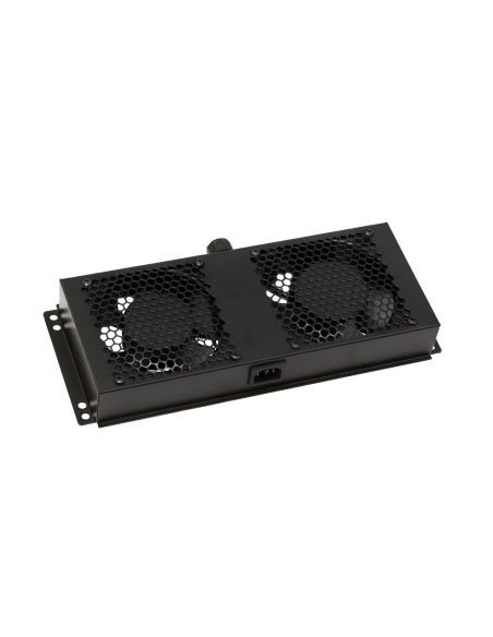 ➤ Ventiliatorių blokas 19'' A2 serijos spintai AFS-2 (2 ventiliatoriai, 600mm, juodas, sujungiamas 2x2)