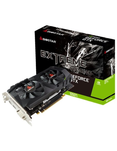 Graphics Card|BIOSTAR|NVIDIA GeForce GTX 1050 TI|4 GB|GDDR5|128 bit|PCIE 3.0 16x|Memory 7008 MHz|GPU 1291 MHz|Dual Slot Fansink|