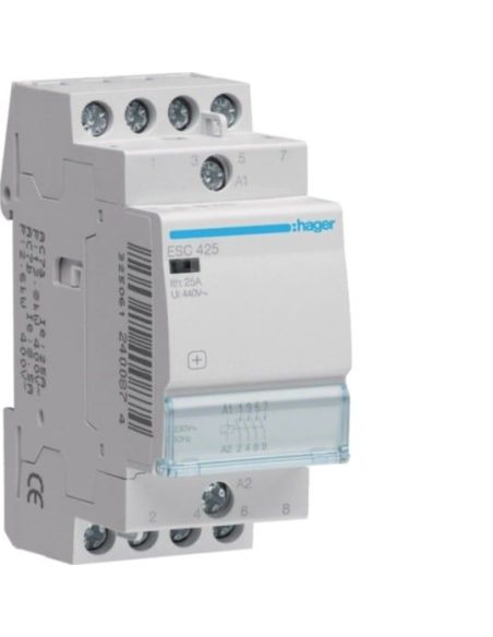 ➤ Kontaktorius Hager ESC425 (4P, 25A, 230V, 4NO) 