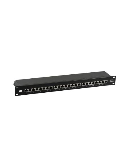 ➤ Komutacinė panelė 19" EFB 37666SW.1M (Juoda, Cat6A STP, 24 prievadai, 10G, 1U)