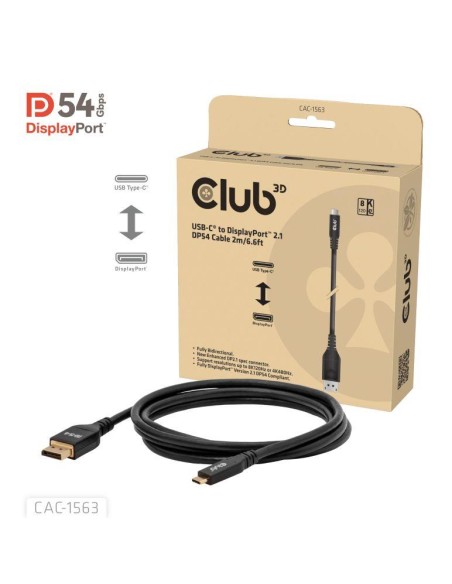 CABLE USB-C TO DP 2M/M/M CAC-1563 CLUB3D CABLE USB-C TO DP 2M/M/M CAC-1563 CLUB3D