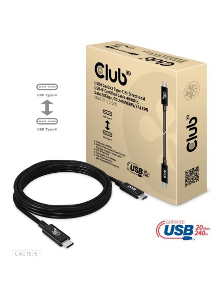 CABLE USB-C TO USB-C 2M/M/M CAC-1575 CLUB3D CABLE USB-C TO USB-C 2M/M/M CAC-1575 CLUB3D