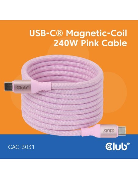 CABLE USB-C TO USB-C 2M/MAGNETIC PINK CAC-3031 CLUB3D