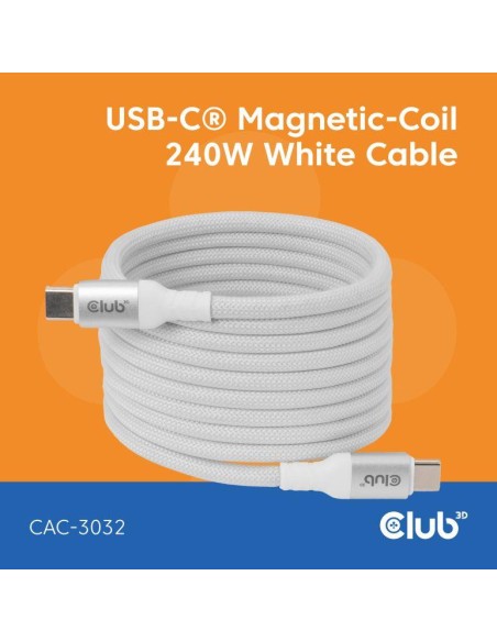 CABLE USB-C TO USB-C 2M/MAGNETIC WHITE CAC-3032 CLUB3D